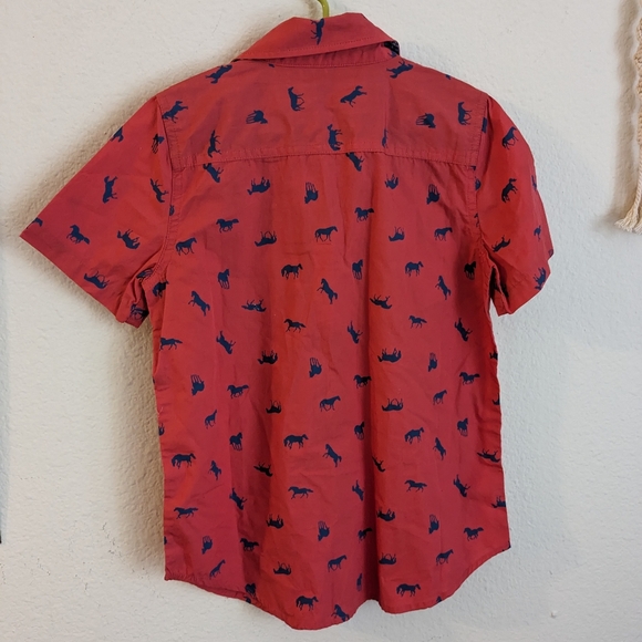 Matilda Jane HORSING AROUND Boys Red Cotton Short Sleeve Button Down NWT Boys 8 - Picture 4 of 8